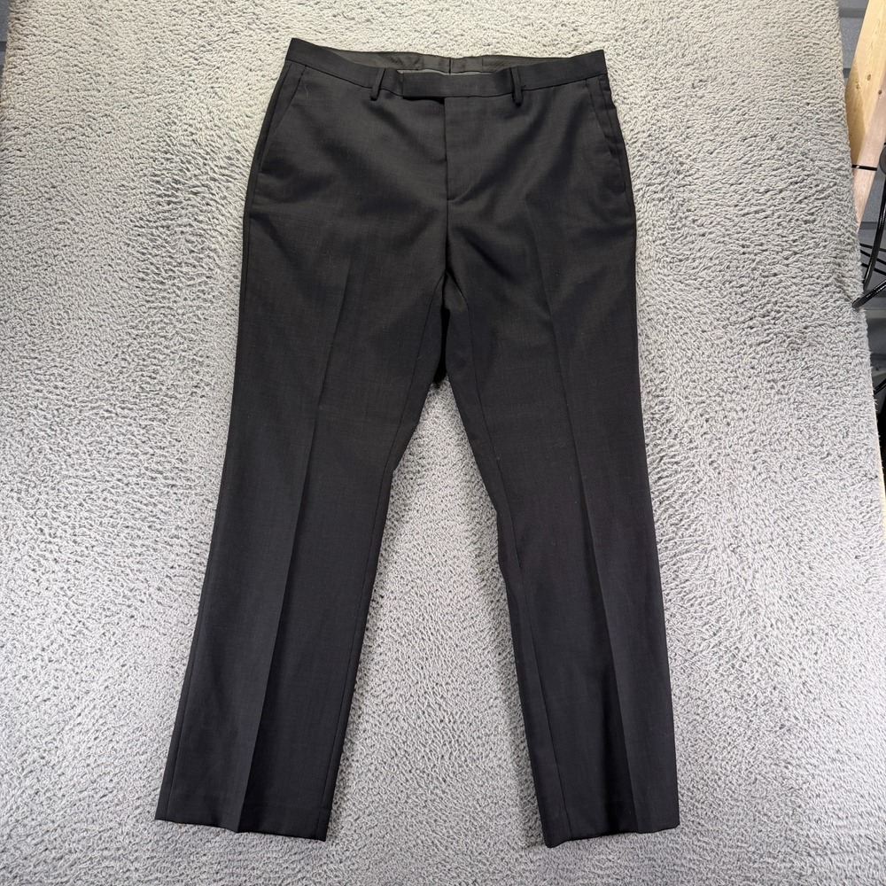 Marc Anthony Pant Mens 36x32 Black Wool Dress Straight Leg Slim Business Preppy
